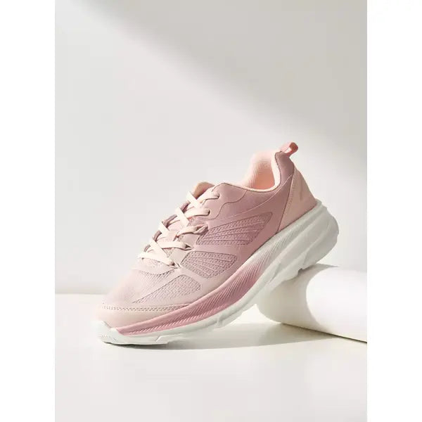Mesh Textured Sneakers with Lace-Up Closure pink