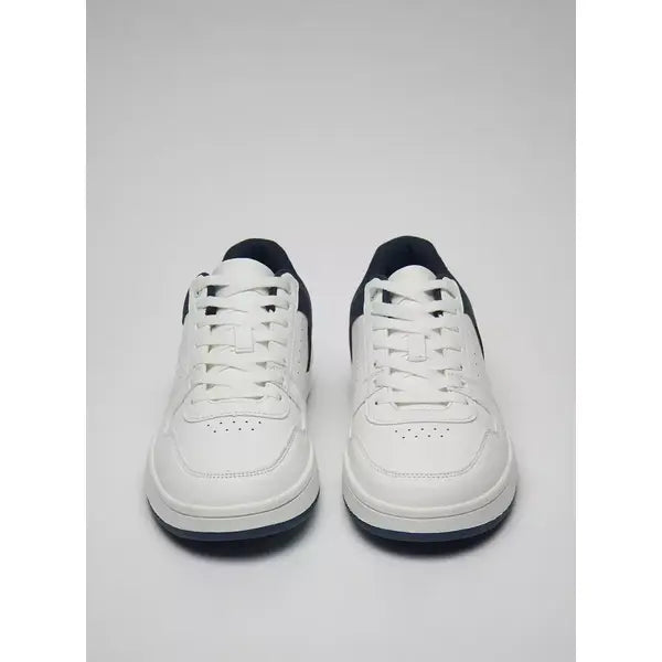 Perforated Lace-Up Sneakers - White