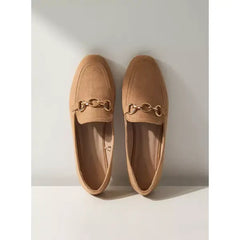 MAX FASHION Metal Accent Slip-On Loafers-Brown