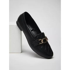 MAX FASHION Quilted Slip-On Loafers-Black