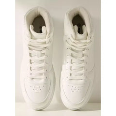 Plain High Top Sneakers with Lace-Up Closure White