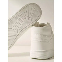 Plain High Top Sneakers with Lace-Up Closure White