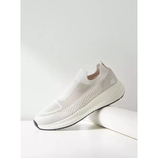 Textured Slip-On Sports Shoes - White