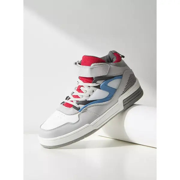 Plain High Top Trainers with Lace-Up Closure gray