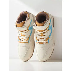 Plain High Top Trainers with Lace-Up Closure cream