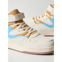 Plain High Top Trainers with Lace-Up Closure cream