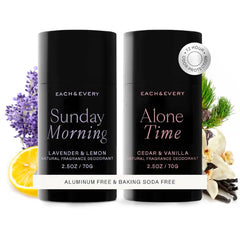 Each & Every Aluminum Free Deodorant for Women & Men - All Natural Deodorant for Sensitive Skin, EWG Verified - Clean, Baking Soda-Free, Plant-Based Fragrance - 2.5oz (2 Pack)