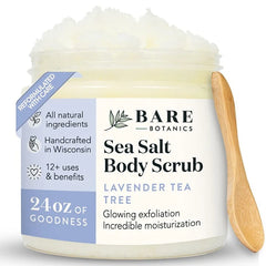 Bare Botanics All-Natural Body Scrub 24 oz – Sea Salt & Himalayan Salt Exfoliator with Skin-Loving Moisturizers