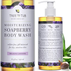 Tree to Tub Body Wash for Dry Skin & Sensitive Skin - pH Balanced Moisturizing Body Wash, Hydrating Sulfate Free Body Soap for Women & Men w/Organic Shea Butter, Natural Aloe