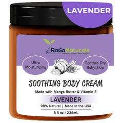 RaGaNaturals Hand & Body Cream – Fragrance Free, Lavender & Mango, Deep Moisturizing for Dry & Sensitive Skin with Vitamin E & Natural Oils, Vegan & Non-Toxic - 8 oz