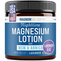 Magnum Solace Nighttime Magnesium Lotion with MSM & Arnica Highly Concentrated Magnesium for Muscles & Joints Apply to Legs or Feet Before Bed Skin Friendly