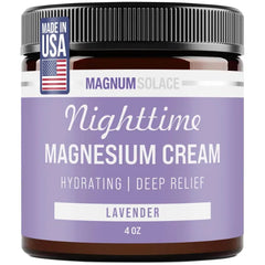 Magnum Solace Magnesium Lotion Nighttime Magnesium Cream Apply to Legs, Arms or Chest Topical Magnesium Chloride USA Made and Safe for Kids