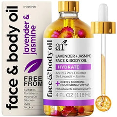 Artnaturals Organic Lavender + Jasmine Face Oil for Body & Hair 100% Natural, Moisturize, Rejuvenate & Enhance your skin Anti Aging Moisturizer Facial Oil for Fine Lines, Scars & Wrinkles