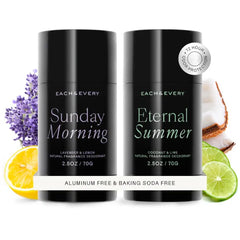 Each & Every Aluminum Free Deodorant for Women & Men - All Natural Deodorant for Sensitive Skin, EWG Verified - Clean, Baking Soda-Free, Plant-Based Fragrance - 2.5oz (2 Pack)