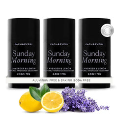 Each & Every Aluminum Free Deodorant for Men & Women - All Natural Deodorant for Sensitive Skin, EWG Verified - Clean, Baking Soda Free, Plant-Based Fragrance, (3 Pack, 2.5oz)
