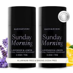Each & Every Aluminum Free Deodorant for Women & Men - All Natural Deodorant for Sensitive Skin, EWG Verified - Clean, Baking Soda-Free, Plant-Based Fragrance - 2.5oz (2 Pack)