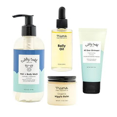 TUBBY TODD New Baby & Mom Sensitive Skincare Kit The Mama + Baby Gift Set Baby Shampoo and Body Wash 8.5 Oz, All Over Ointment 2 Oz, Belly Oil 2 Fl Oz & Nipple Balm 1.9 Oz