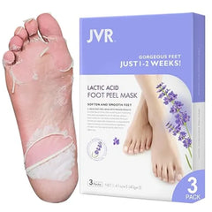 JVR Foot Peel Mask 3 Pairs Exfoliating Peeling Callus Remover, Repairs Cracked Heels & Dry Skin, for Smoother and Softer Feet