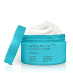 Onsen Japanese Body Butter for Women - Skin Refinery Cream Natural and Organic Shea Butter Moisturizing Clear Skin Exfoliator with Coconut Oil and Vitamin E - 8.6 fl oz / 255 ml