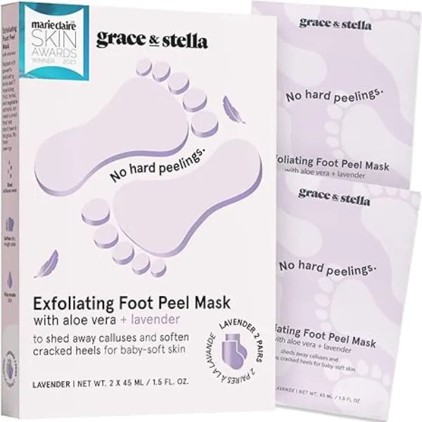 grace & stella Award Winning Foot Peel Mask Foot Peeling Mask with Aloe Vera Moisturizing Foot Mask for Dry Cracked Feet Foot Exfoliator for Baby Soft Feet