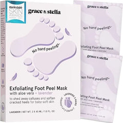 grace & stella Award Winning Foot Peel Mask Foot Peeling Mask with Aloe Vera Moisturizing Foot Mask for Dry Cracked Feet Foot Exfoliator for Baby Soft Feet