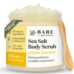 Bare Botanics All-Natural Body Scrub 24 oz – Sea Salt & Himalayan Salt Exfoliator with Skin-Loving Moisturizers