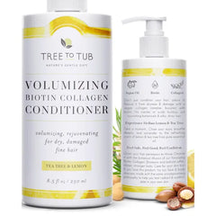 Tree to Tub Hair Conditioner – Hydrating, Volumizing & Thickening Sulfate-Free Conditioner for Women & Men | Organic Argan & Coconut Oils, Biotin, Collagen, Caffeine & Natural Botanical Extracts