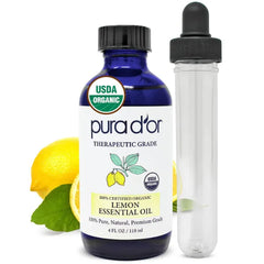 PURA D'OR Organic Essential Oil (4oz with Glass Dropper) - 100% Pure, Natural, Therapeutic Grade for Hair, Skin, Body & Aromatherapy Diffuser