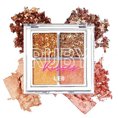 Ruby Kisses Glitter Gem Palette, 4 Shades Highly Pigmented Chunk Glitter, Buttery Texture, Long-Lasting Eye Makeup