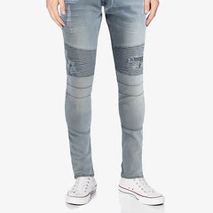 X-Ray Men's Rawx Slim Fit Moto Detail Stretch Jeans