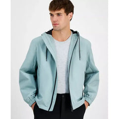 Men's Slim-Fit Lightweight Hooded Water-Repellent Windbreaker Jacket