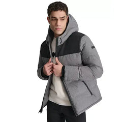 Men's Mixed-Media Puffer Coat, Created for Macy's