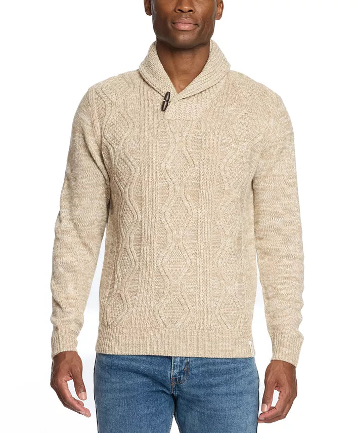 Weatherproof Vintage Men's Chunky Cable Knit Toggle Sweater