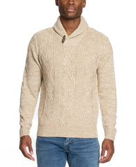 Weatherproof Vintage Men's Chunky Cable Knit Toggle Sweater