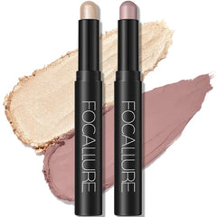 FOCALLURE 2 Pcs Cream Eyeshadow Stick,Brightener Eyeshadow Pencil Crayon,Highlighter Eye Shadow Stick Sets with Crease-proof Formula,Long Lasting Waterproof Eye Shadow Make Up
