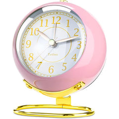 Tetino Analog Alarm Clocks,Desk Clock Aesthetic Retro Cute,Room Decoration,Small Clock with Night Light,Silent Non Ticking,Battery Powered,Clocks for Kids,Bedroom,Travel,Kitchen,Bedside Decor