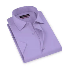 Suslo Couture Men's Slim Fit Performance Short Sleeves Solid Button Down Shirt