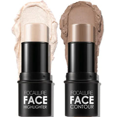 FOCALLURE 2 Pcs Mineral Cream Contour Stick,Moisturize Highlighter and Bronzer Pen,Non Stick Face Brightens & Shades Pencil, Long Lasting & Smooth Gliding Face Illuminator Makeup