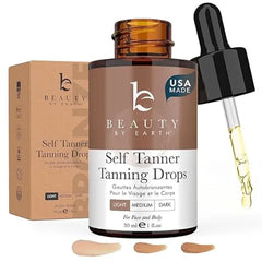 Beauty by Earth  Self Tanning Drops USA Made with Natural & Organic Ingredients Medium Face Tanning Drops to Add to Lotion, Moisturizing Bronzing Tanner for Face & Body, Toxin Free Tanner for Fake Tan