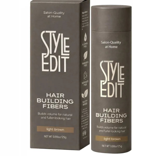 STYLE EDIT Hair Building Fibers for Thinning Hair | Conceals Receding Hairlines, Fine Hair & Bald Spots for Fuller looking hair, 100% Plant-Based Thickening Powder for Men & Women - 0.88oz (Pack of 1)