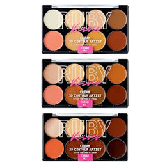 Ruby Kisses Flawless Finish with 3D Contour Cream Makeup Palette – Lightweight, Multi-Palette, Contouring Foundation, Creamy, Sculpt &Highlighting, Define Cheekbones