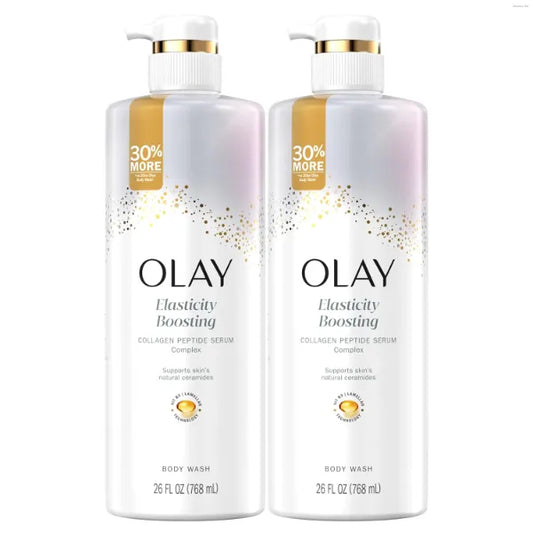 Olay Body Wash for Women, Elasticity Boosting, Collagen Peptide Serum Complex, Renews Moisture, Free of Parabens & Phthalates, Vitamin B3 Lameller Technology, For All Skin Types