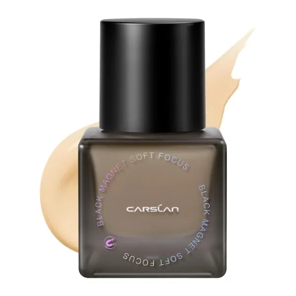 CARSLAN Black Magnet Liquid Foundation, 24H Longlasting Matte Finish Face Base Makeup, Waterproof, Smudgeproof, Buildable, Full Coverage Natural Finish, 30ml/1.05 Fl Oz