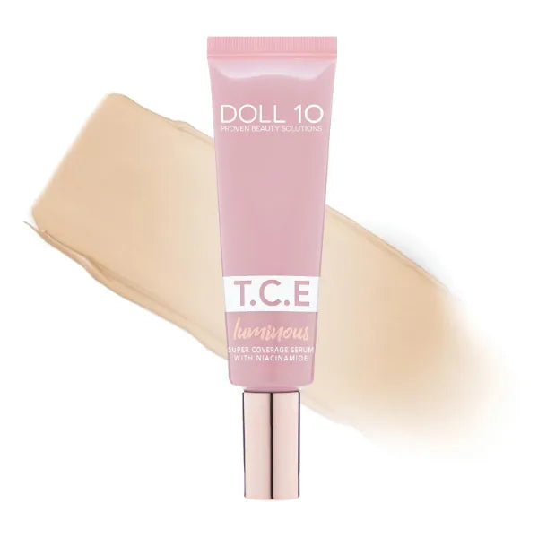 Doll 10 TCE Luminous Super Coverage Serum with Niacinamide - Full Coverage Tinted Foundation Makeup