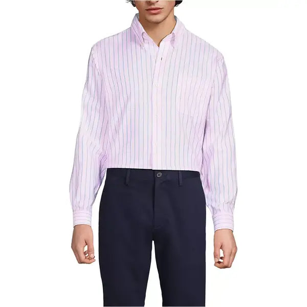 Lands' End Men's Pattern No Iron Supima Oxford Dress Shirt