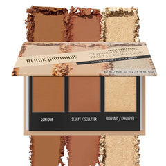 Black Radiance True Complexion Contour Palette – Light to Medium, Medium to Dark & Dark to Deep Shades | 3-Shade Sculpt, Highlight & Define Kit | 0.38 oz