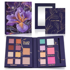 Glam Code Makeup Palette for Face, All in One Cosmetics Pallet for Women & Girls, Travel Size Make Up Palette Includes Eyeshadow, blush, Highlighter, Contour Powder, Concealer & Mirror