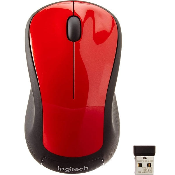 Logitech Advanced Full-Size Wireless Optical Mouse (910-005485) - Red
