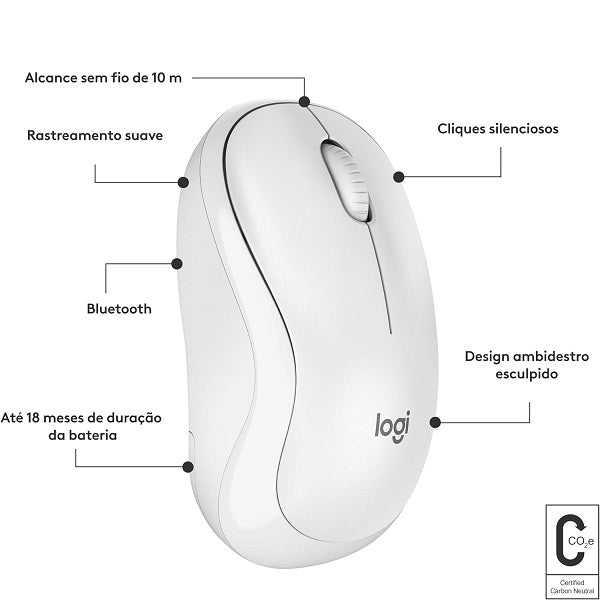 Logitech M240 Silent Wireless Mouse (910-007116) - Off White