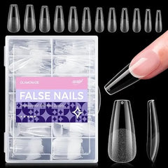 Glamonade Nail Tips Straight Tapered Square Extra Long Professional Half Cover Fake Nail for Acrylic Salons Home DIY